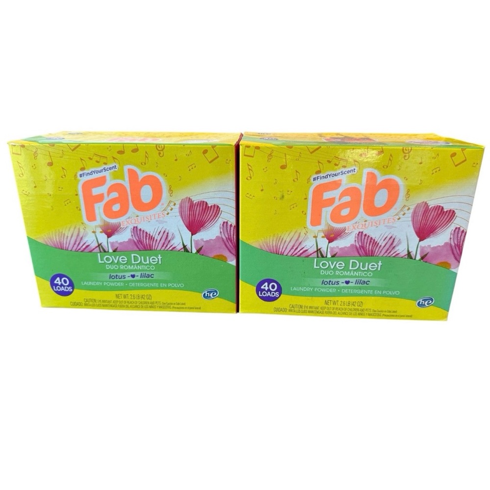 2x Fab Exquisites Love Duet Lilac Powder Laundry Detergent 2.6 lb 40 Loads Each